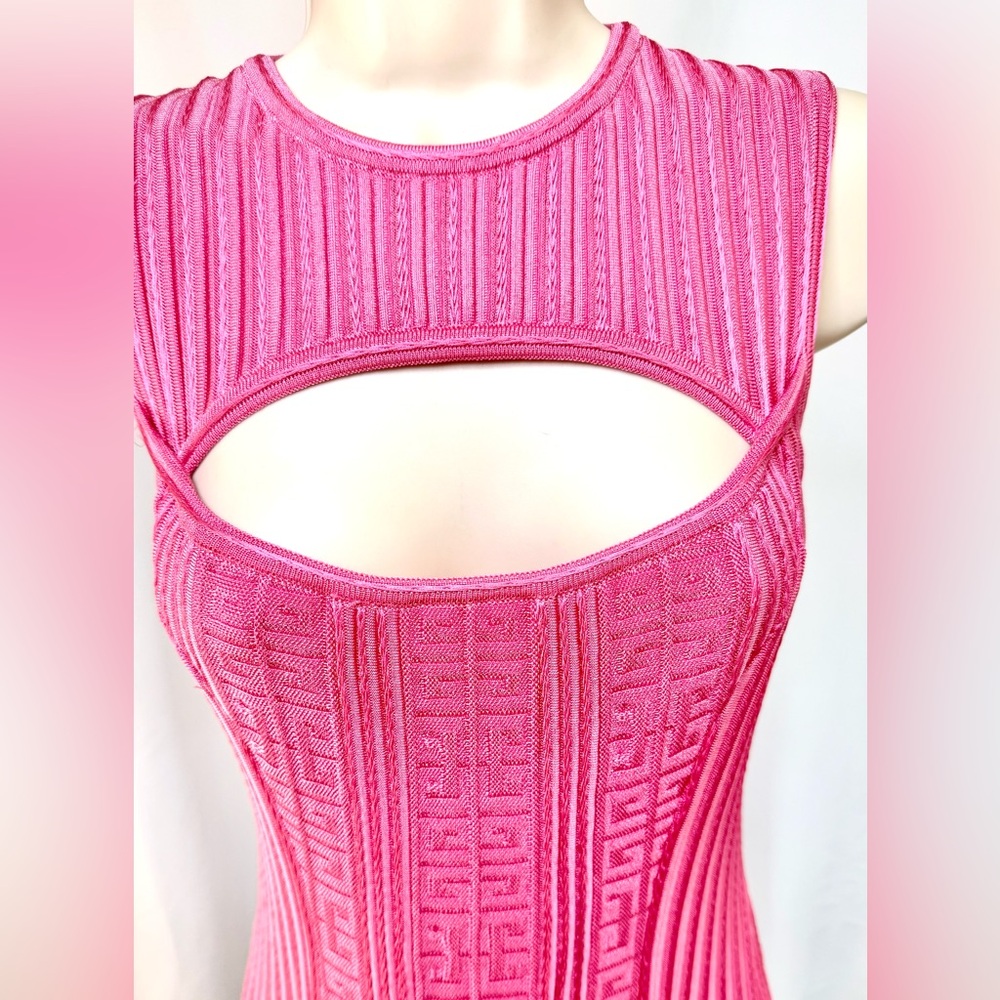 Givenchy 4G Cut Out Mini Dress in Pink Ribbed Knit - Picture 9 of 11